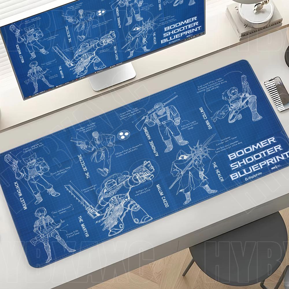 Pc Gaming Drawing - Zwarte grote muismat Ingenieur Mechanische tekening