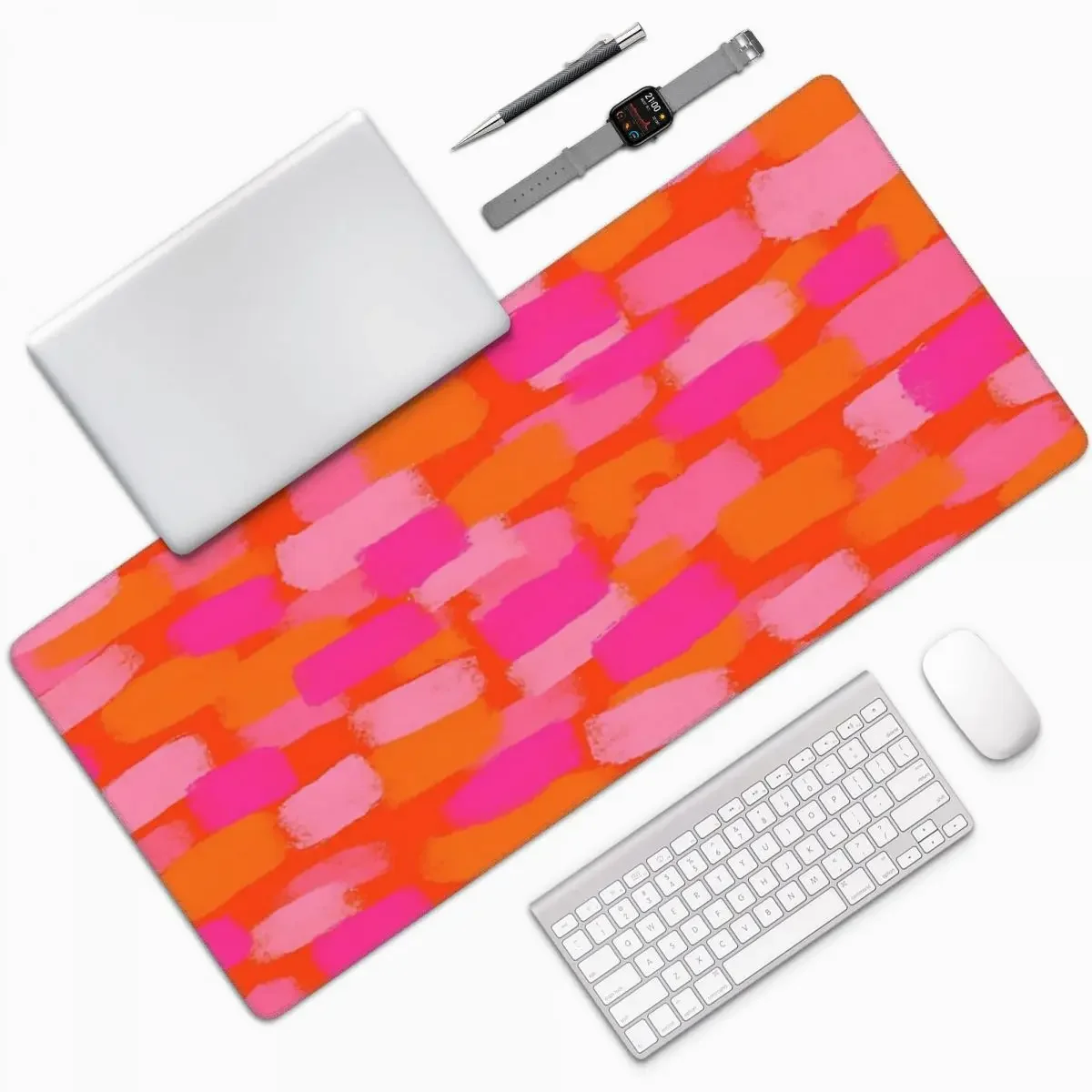 Pc Gaming Orange - Abstract, roze en oranje, penseeleffect Grote