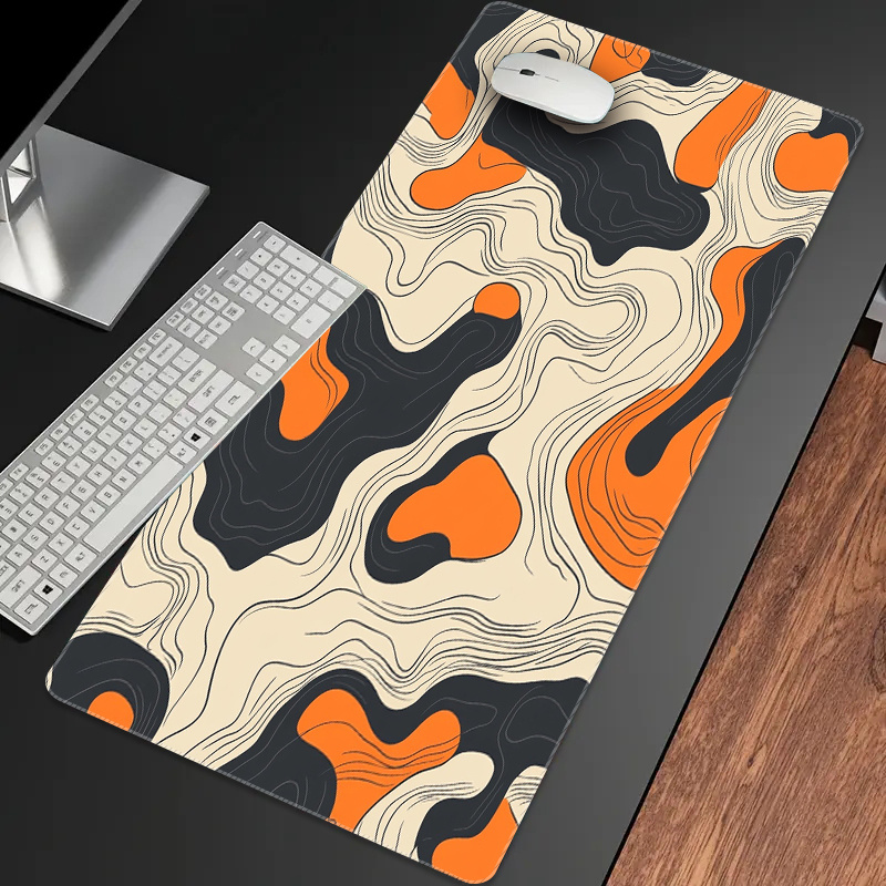 Pc Gaming Orange - Grote antislip gaming-muismat met abstract oranje