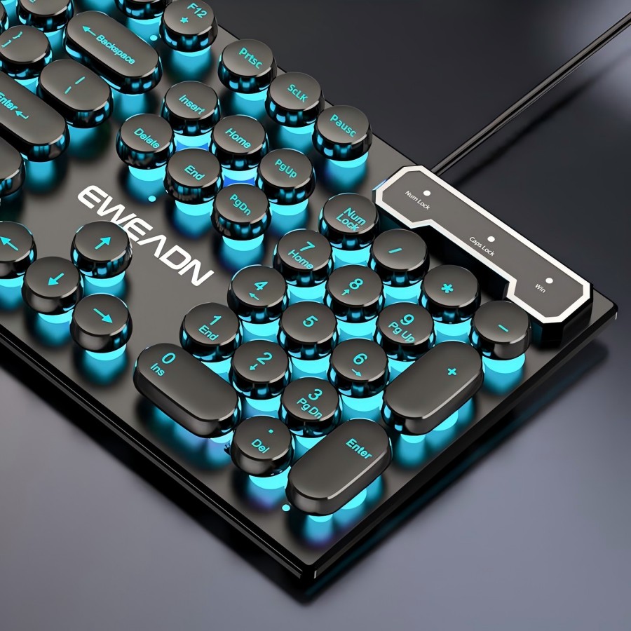 Pc Gaming Laptop - EWEADN typemachine-gamingtoetsenbord, 104-toetsen, retro punk ronde