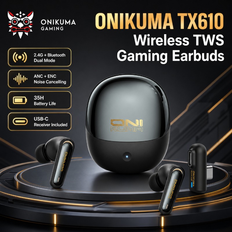Pc Gaming Earbuds - ONIKUMA TX610 Draadloze Gaming Oordopjes Dubbele