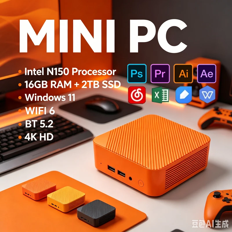 Pc Gaming Orange - Oranje Mini PC Intel N150 Win11