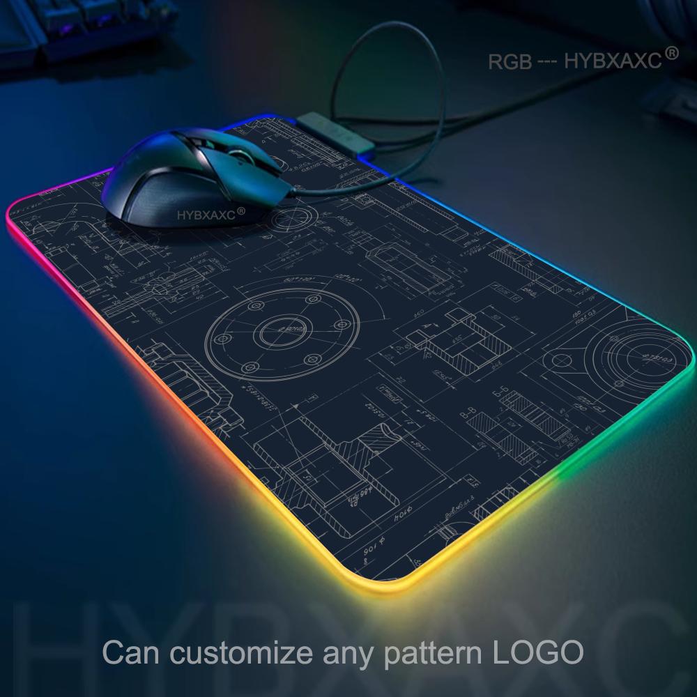 Pc Gaming Drawing - Mechanische tekening RGB muismat gaming muismat