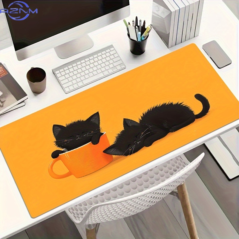 Pc Gaming Orange - Twee Slaperige Zwarte Katten Gaming Muismatten,