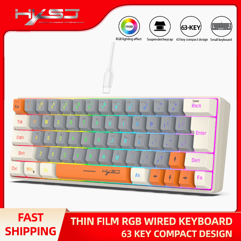 Toetsenbord RGB USB Bedraad 63 - Pc Gaming Orange recensie en prijs