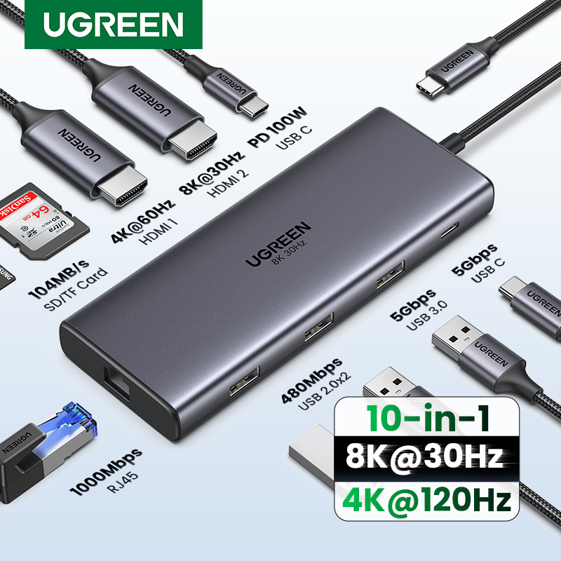 UGREEN Dual HDMI USB-C HUB 8K  - Usb Hub Gaming recensie en prijs